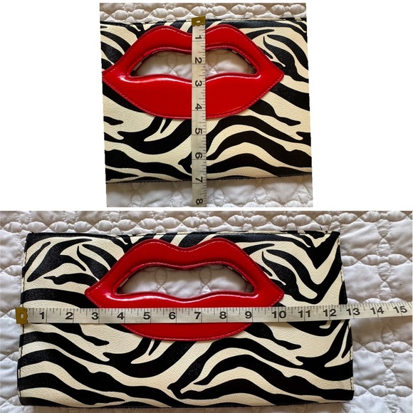 Unbranded Cherry Lips Tote handbag Faux Croc Card Holder 3 Piece Bundle - GUC - Picture 6 of 7